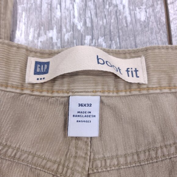 GAP Pants Mens 36x31 Brown Tan Corduroy Relaxed Bootcut Wide Leg Mid Rise Y2K - Picture 8 of 9